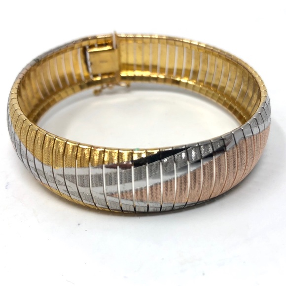 Sterling silver tricolor bracelet made in Italy 27.9g